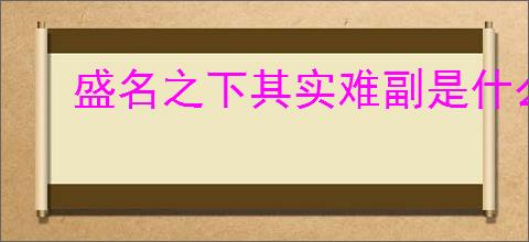 盛名之下其实难副是什么意思