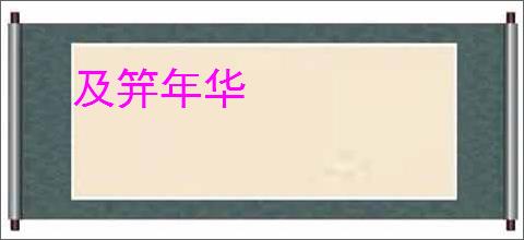 及笄年华
