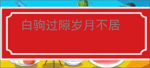 白驹过隙岁月不居