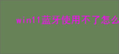 win11蓝牙使用不了怎么办