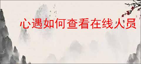 心遇如何查看在线人员