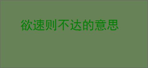 欲速则不达的意思